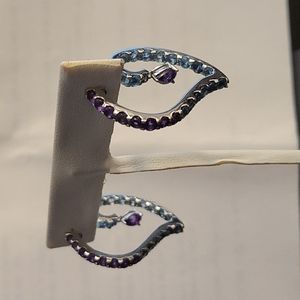 Amethyst and Fluorite earrings 925 sterling